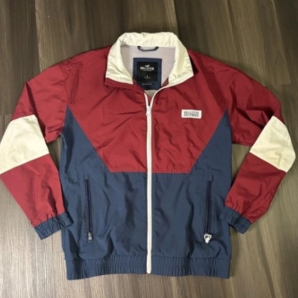 Other - Colorblock Windbreaker Jacket - Red, Navy & Cream